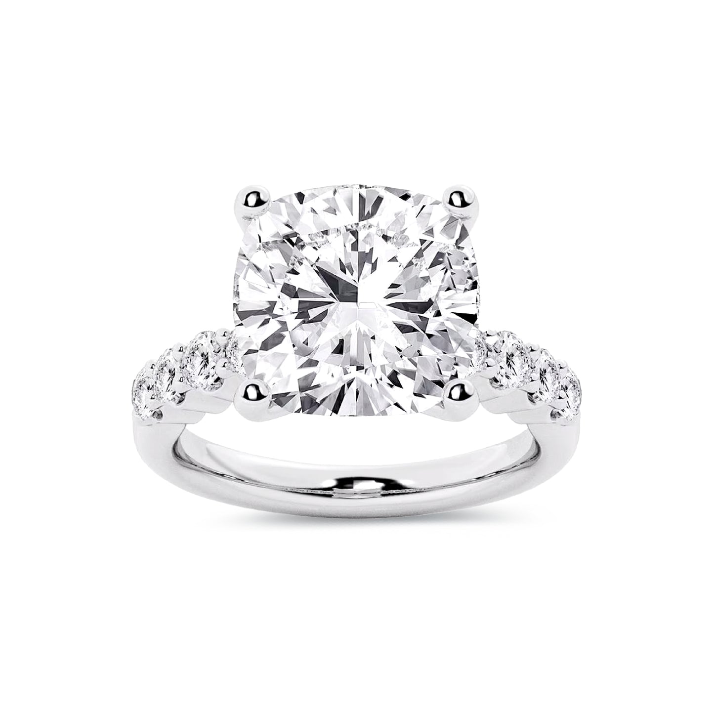 Solitaire Cushion Lab Diamond Ring in Platinum 4 Prong Setting - Neoshine