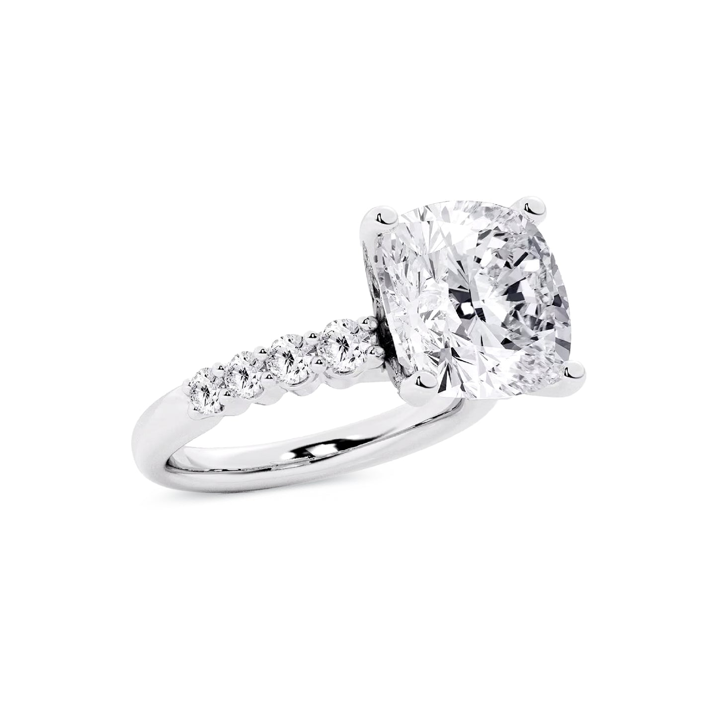 Solitaire Cushion Lab Diamond Ring in Platinum 4 Prong Setting - Neoshine