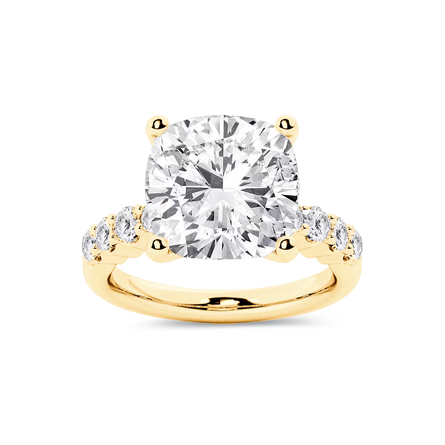 Solitaire Cushion Lab Diamond Ring in 18K Yellow Gold 4 Prong Setting - Neoshine
