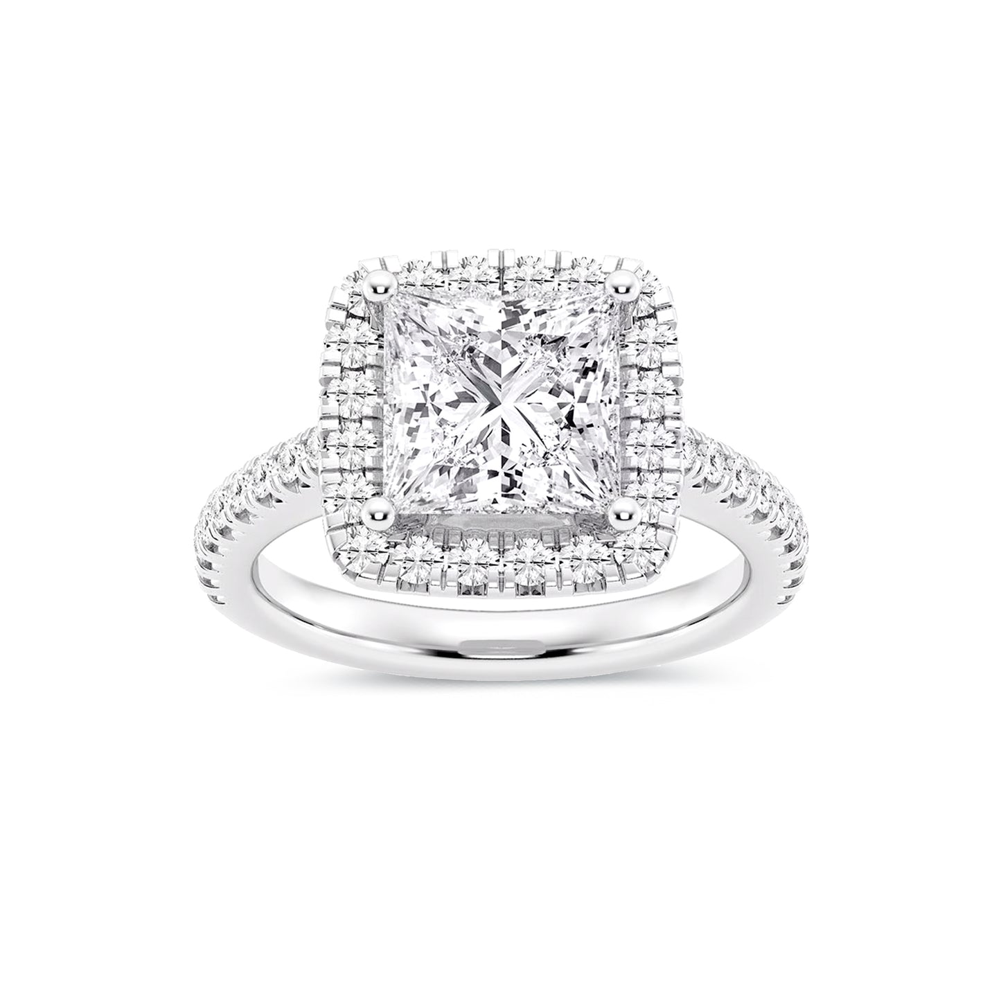 Halo Princess Lab Diamond Ring in Platinum 4 Prong Setting - Neoshine