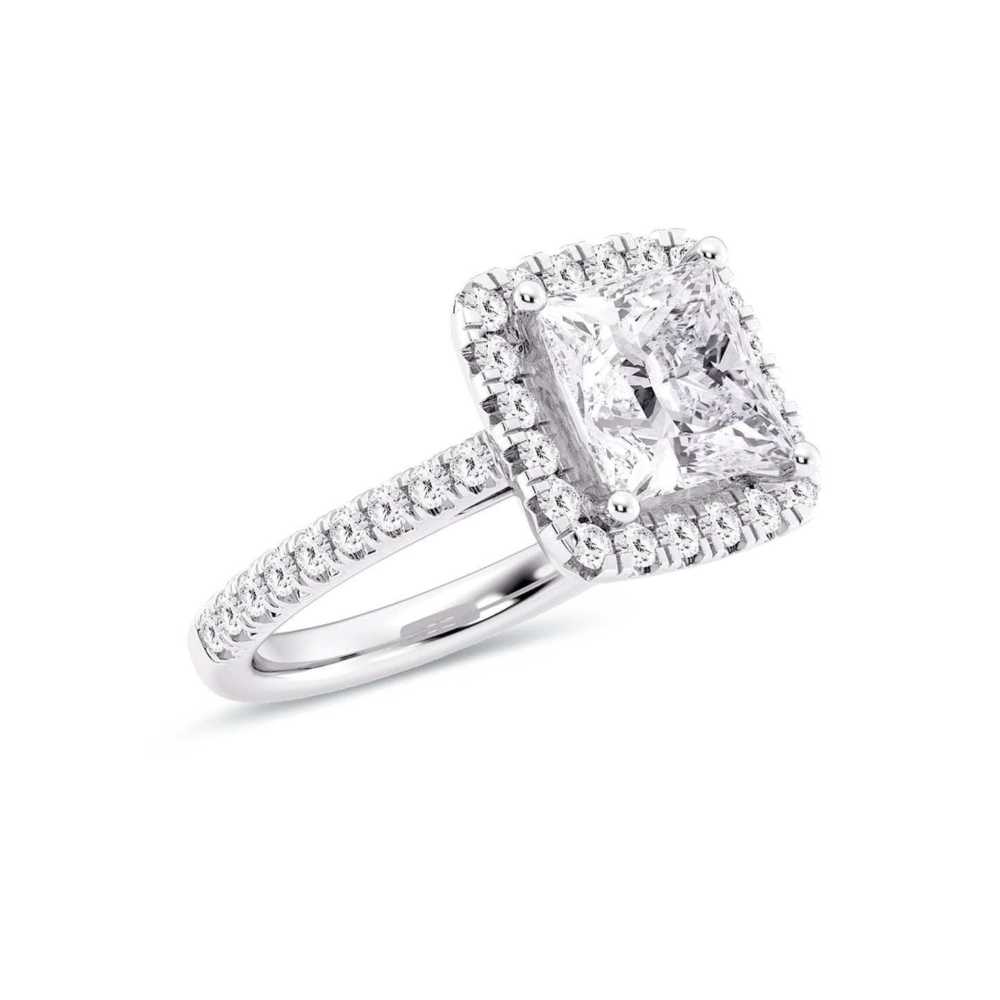 Halo Princess Lab Diamond Ring in Platinum 4 Prong Setting - Neoshine