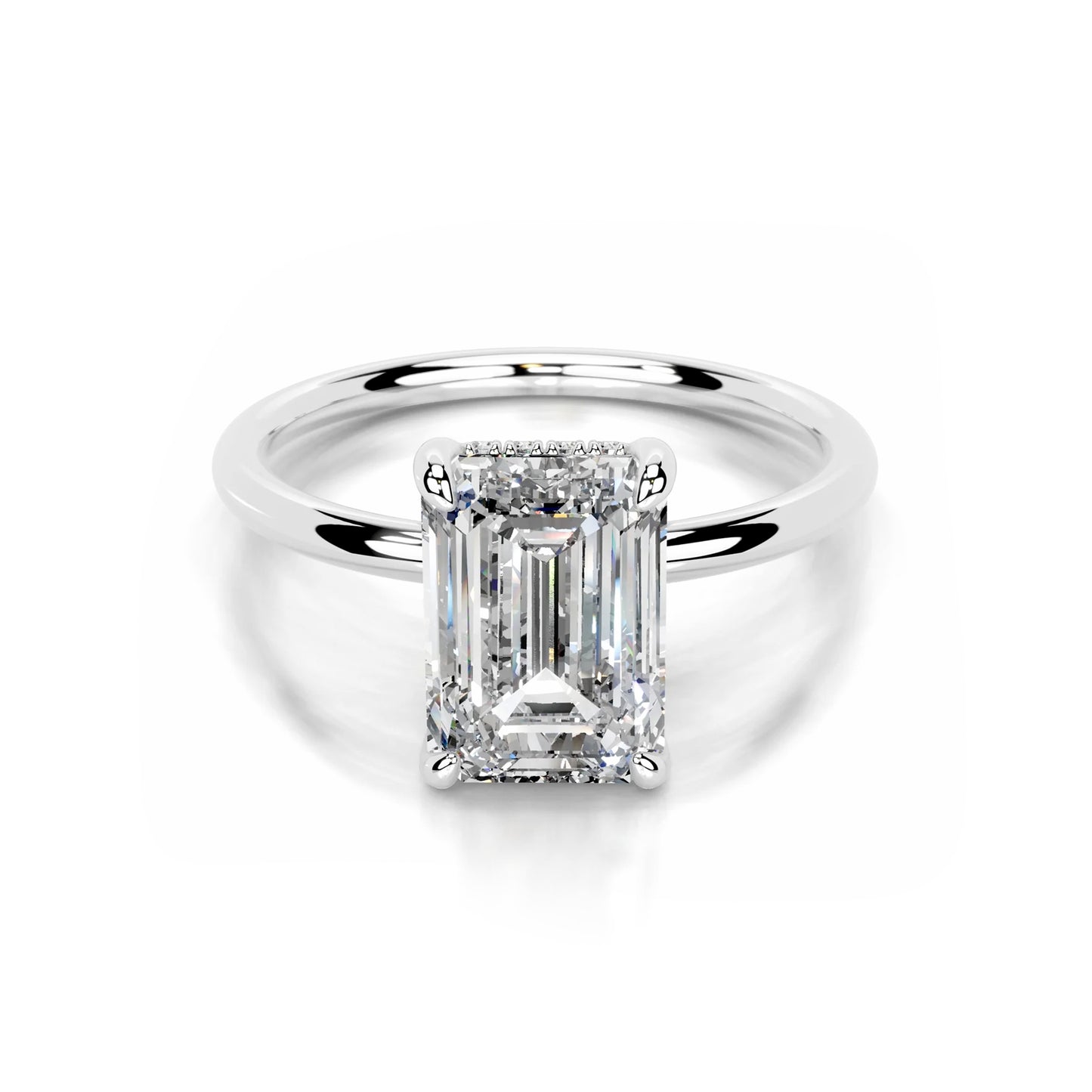 Hidden Halo Emerald Lab Diamond Ring in Platinum 4 Prong Setting - Neoshine
