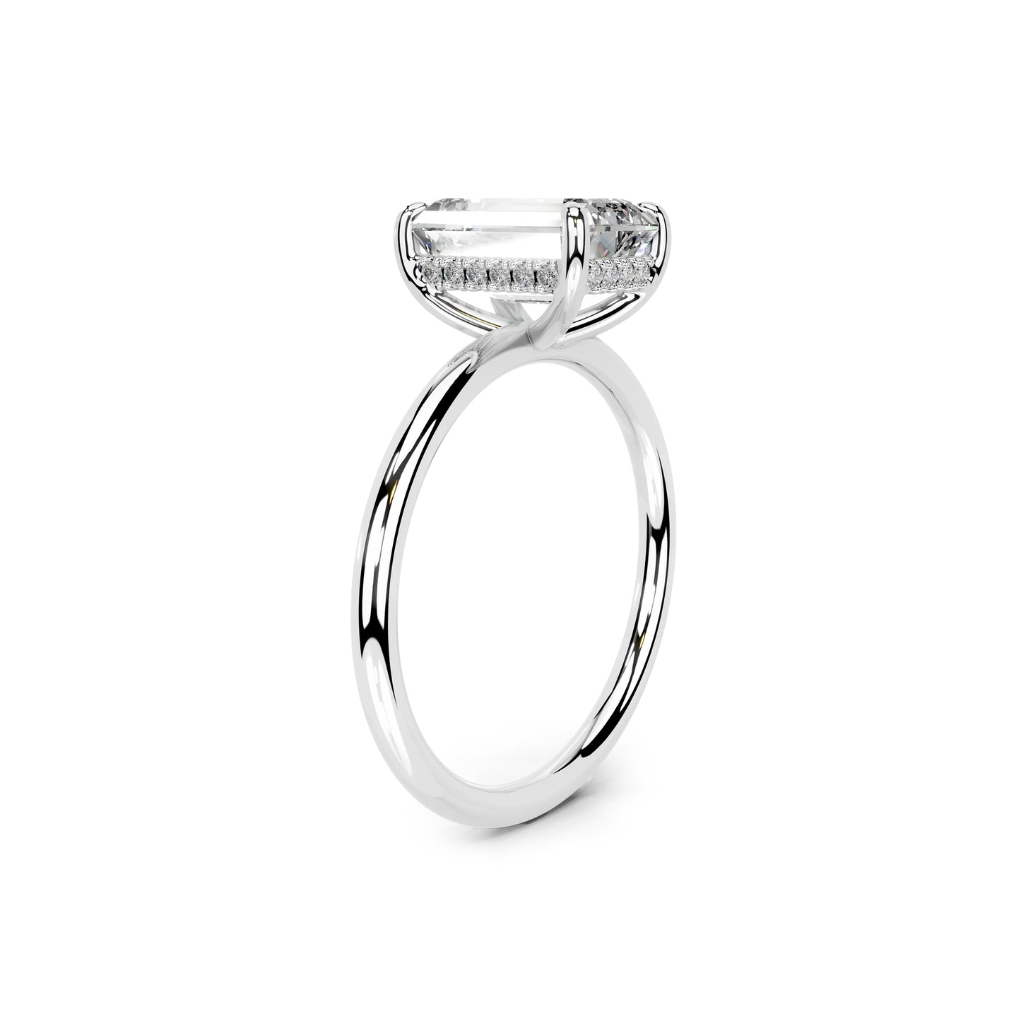 Hidden Halo Emerald Lab Diamond Ring in Platinum 4 Prong Setting - Neoshine