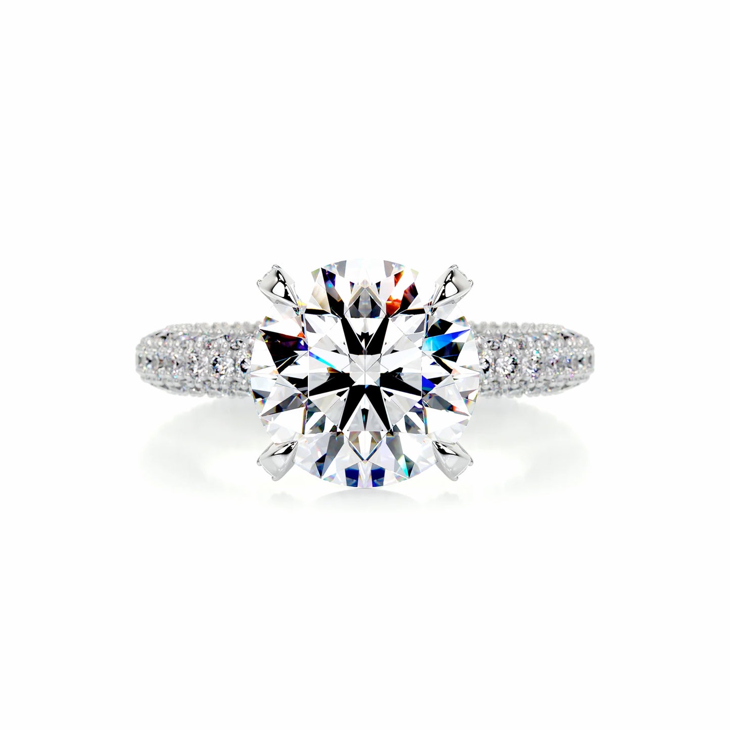 Hidden Halo Round Lab Diamond Ring in Platinum 4 Prong Setting - Neoshine