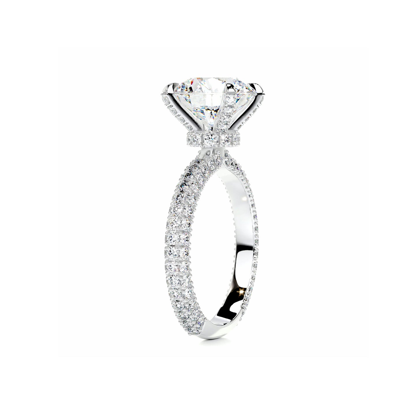 Hidden Halo Round Lab Diamond Ring in Platinum 4 Prong Setting - Neoshine