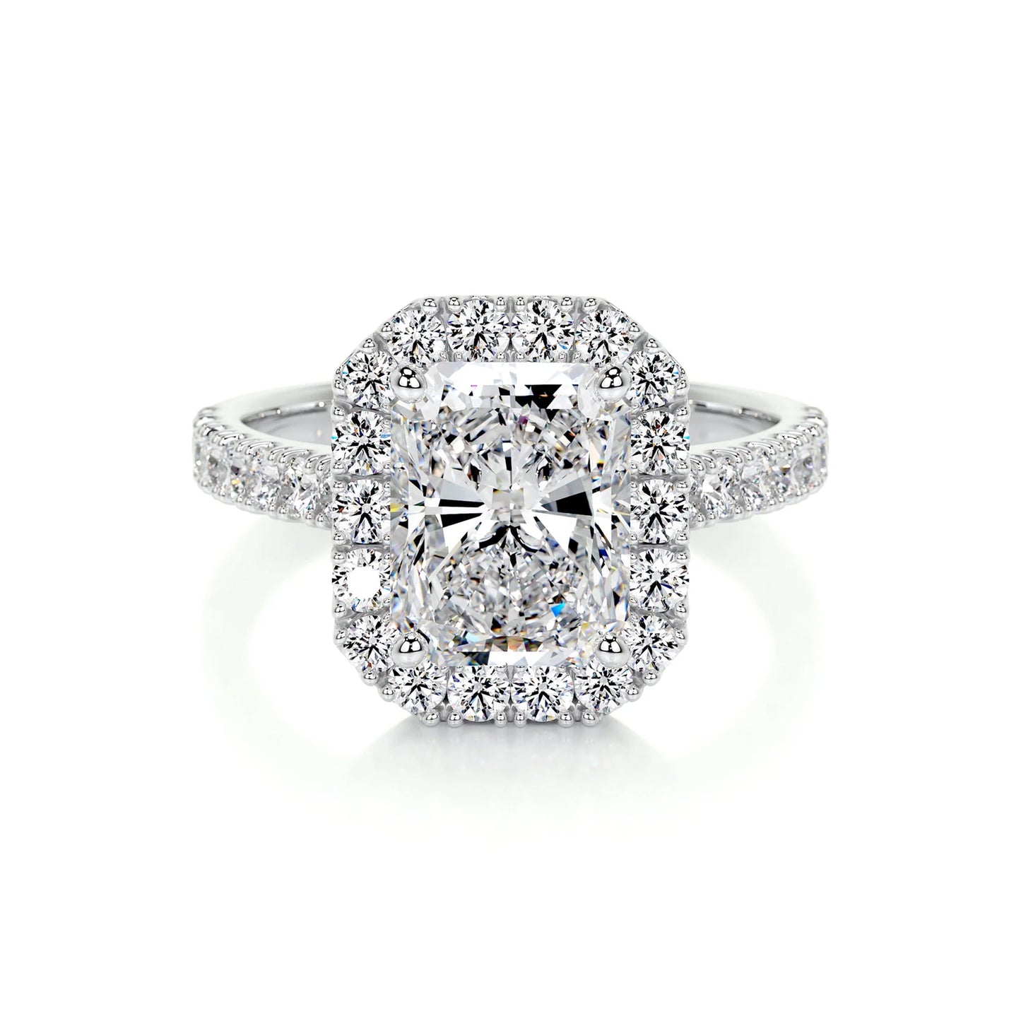 Halo Radiant Lab Diamond Ring in Platinum 4 Prong Setting - Neoshine