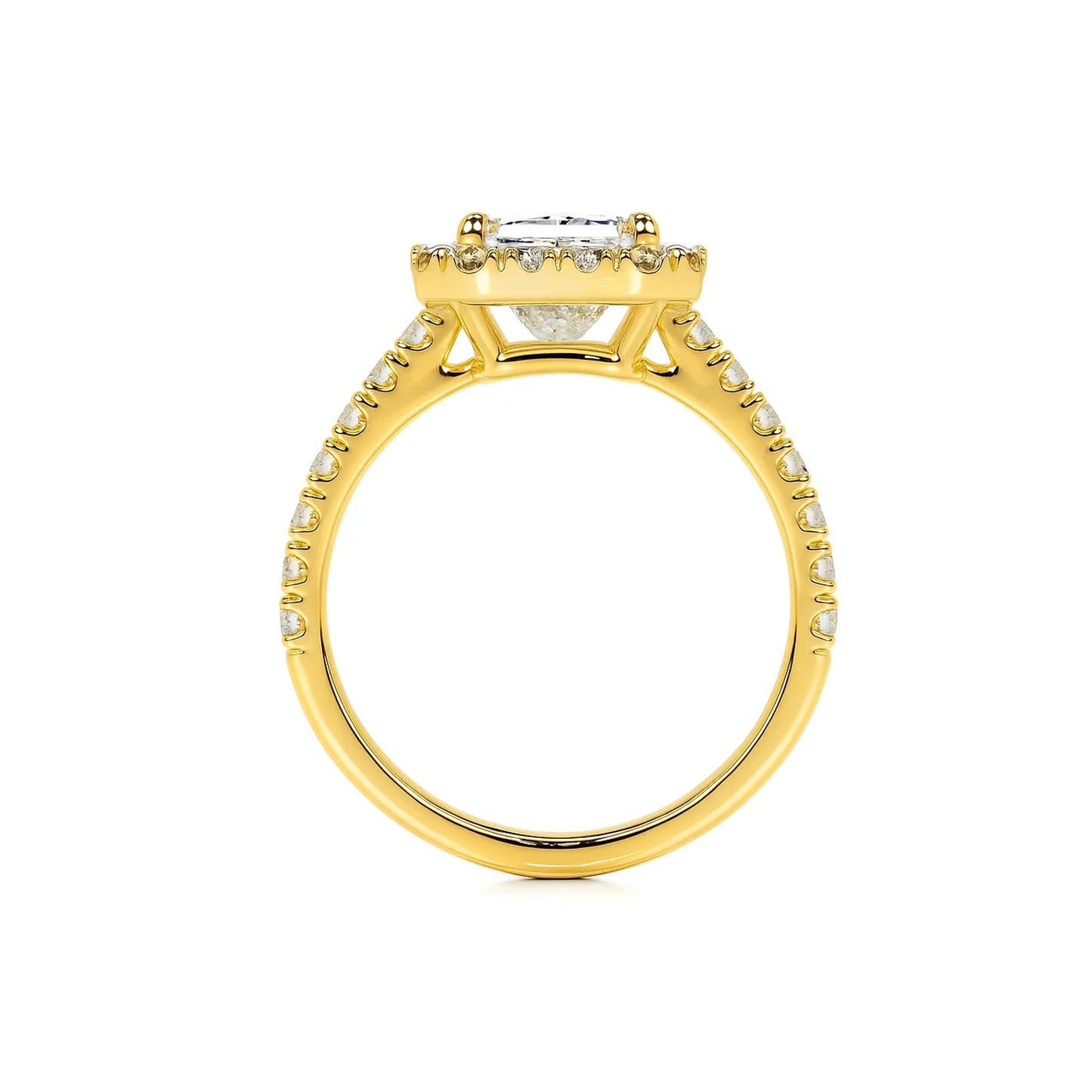 Halo Radiant Lab Diamond Ring in 18K Yellow Gold 4 Prong Setting - Neoshine