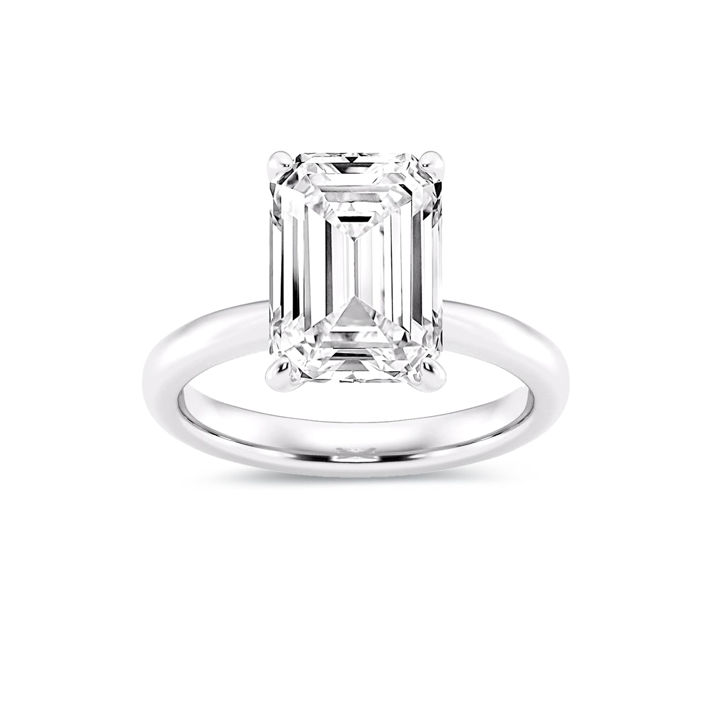 Solitaire Radiant Lab Diamond Ring in Platinum 4 Prong Setting - Neoshine