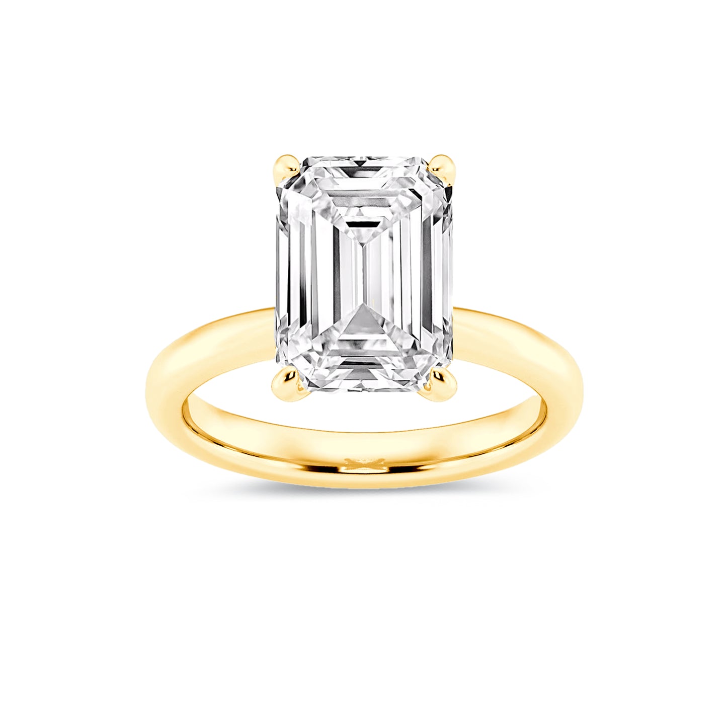 Solitaire Radiant Lab Diamond Ring in 18K Yellow Gold 4 Prong Setting - Neoshine