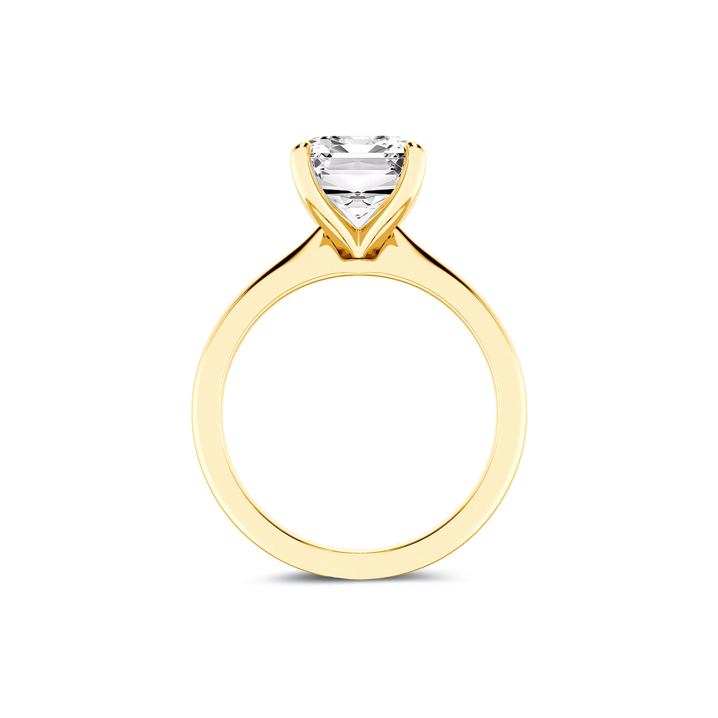Solitaire Radiant Lab Diamond Ring in 18K Yellow Gold 4 Prong Setting - Neoshine