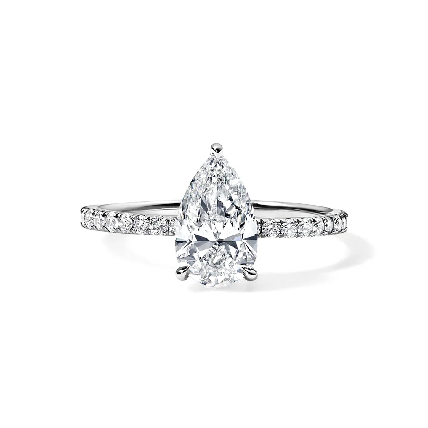Solitaire Pear Lab Diamond Ring in Platinum Setting - Neoshine