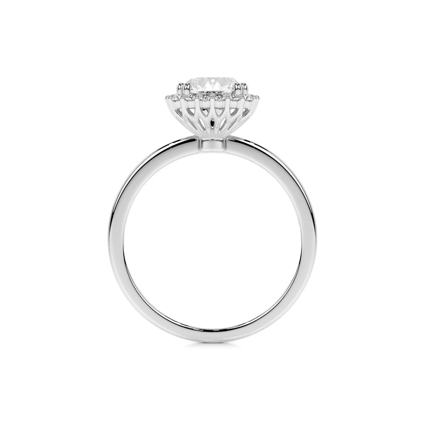 Halo Cushion Lab Diamond Ring in Platinum 4 Prong Setting - Neoshine