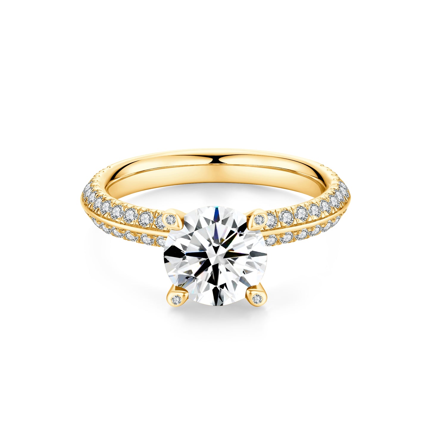 Rose Pink Round Solitaire 18K Yellow Gold Lab Diamond Ring - Neoshine