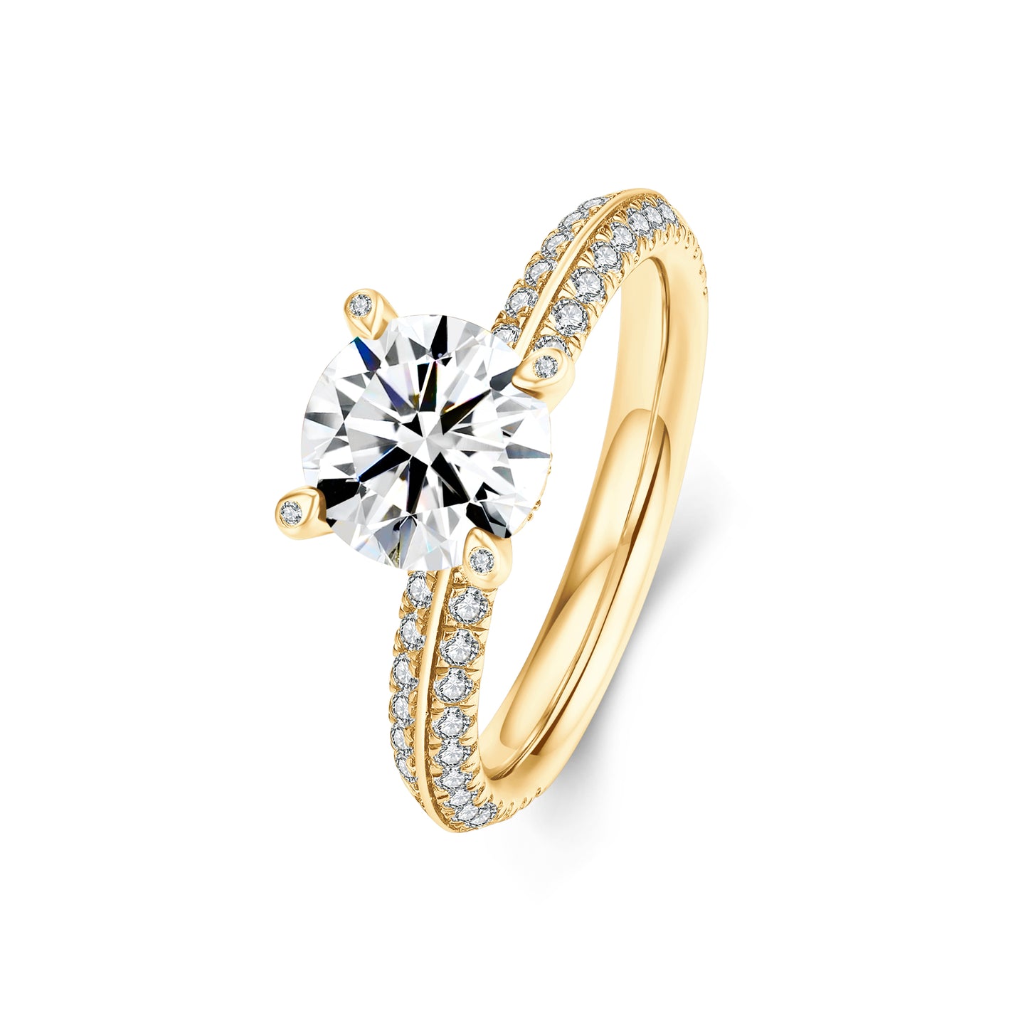 Rose Pink Round Solitaire 18K Yellow Gold Lab Diamond Ring - Neoshine