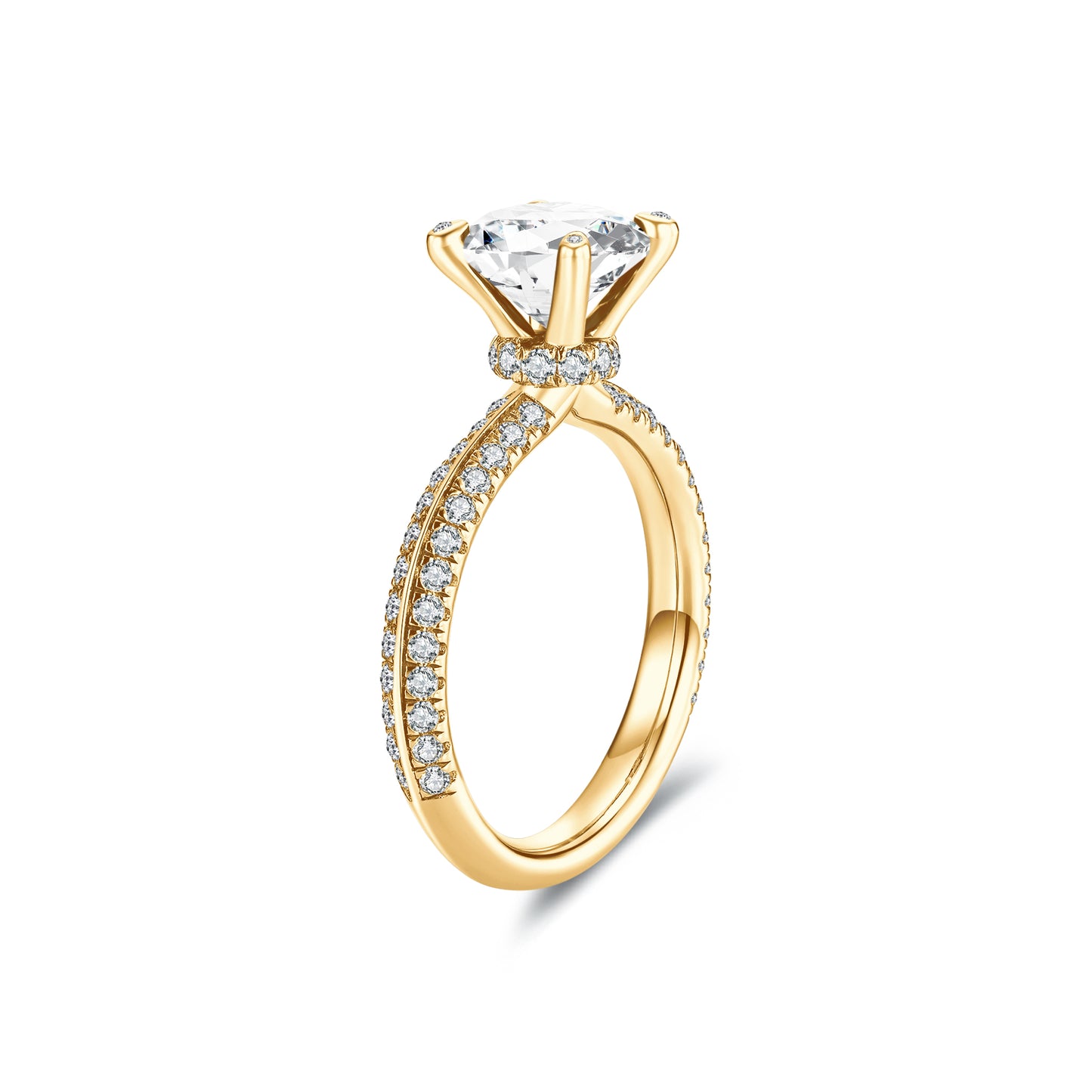Rose Pink Round Solitaire 18K Yellow Gold Lab Diamond Ring - Neoshine