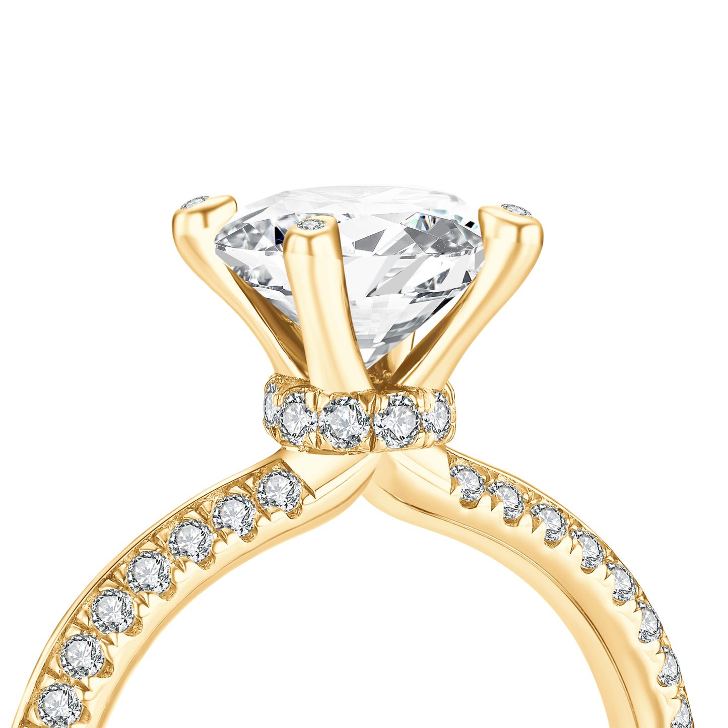 Rose Pink Round Solitaire 18K Yellow Gold Lab Diamond Ring - Neoshine