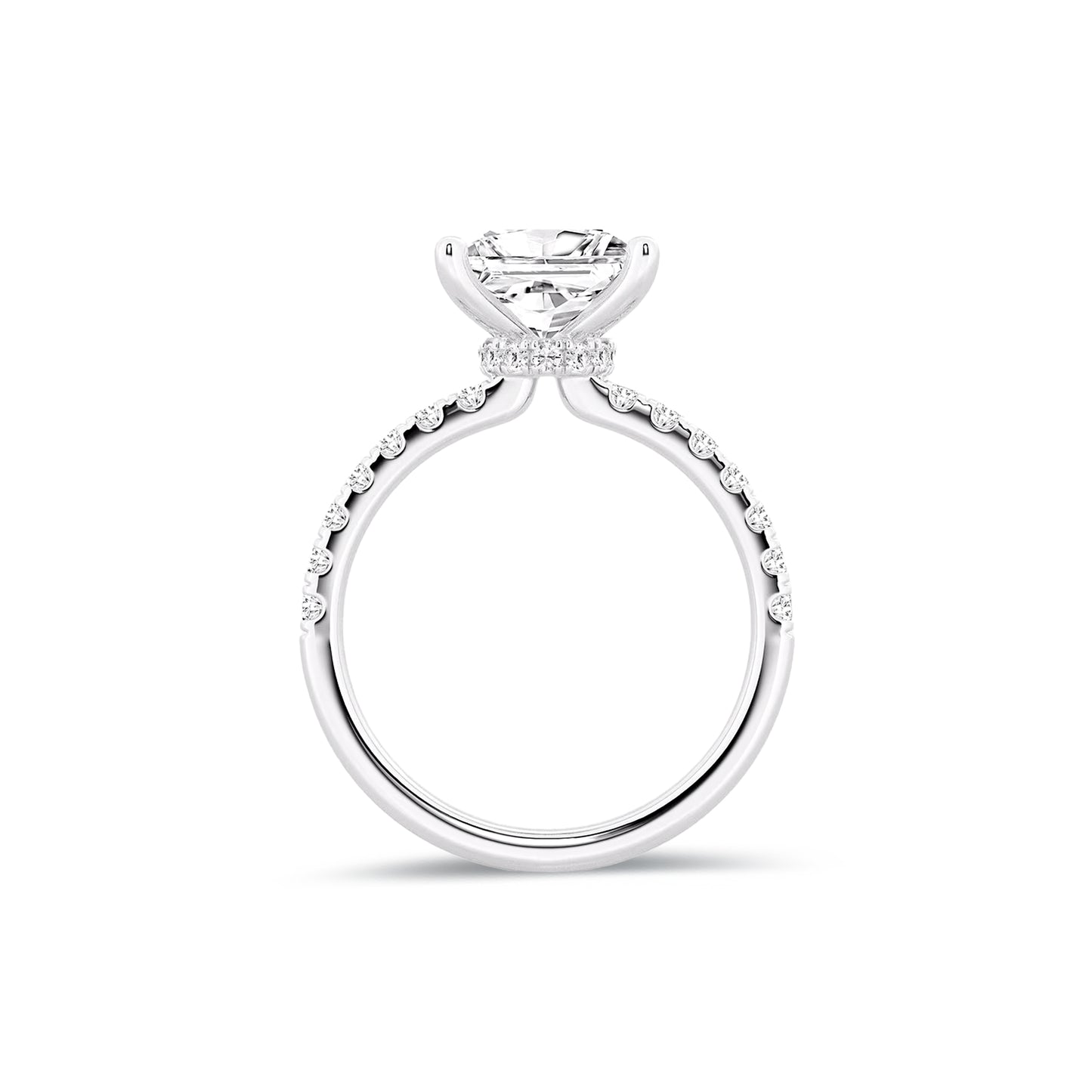Hidden Halo Princess Lab Diamond Ring in Platinum 4 Prong Setting - Neoshine