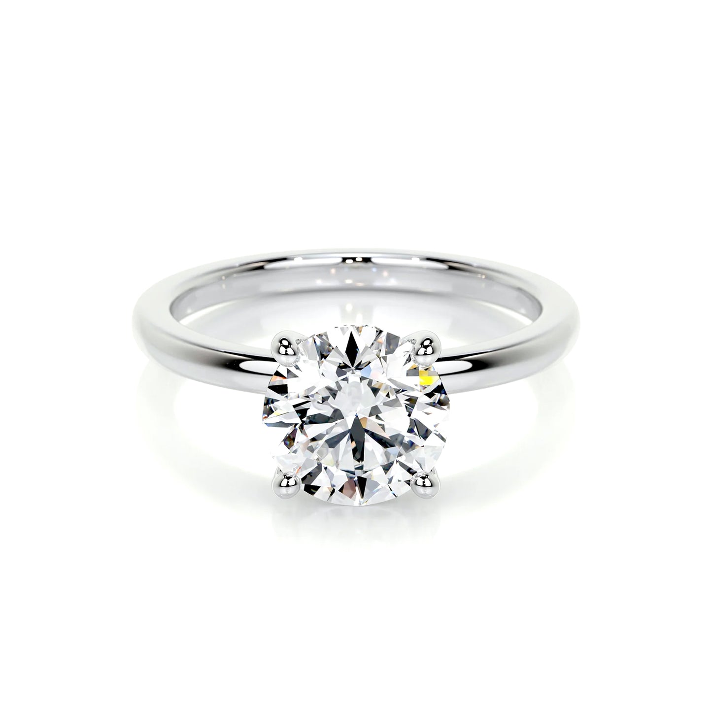 Hidden Halo Round Lab Diamond Ring in Platinum 4 Prong Setting - Neoshine
