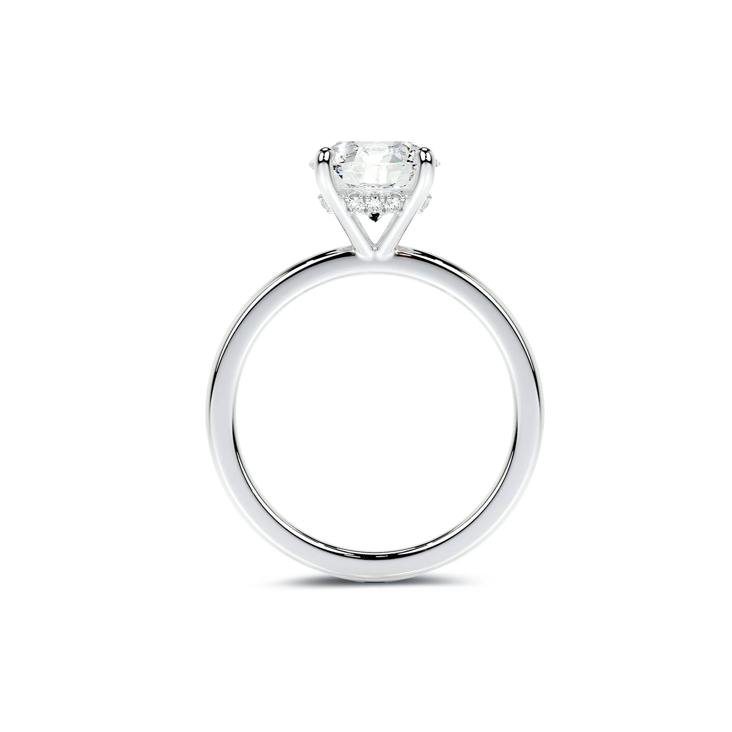 Hidden Halo Round Lab Diamond Ring in Platinum 4 Prong Setting - Neoshine