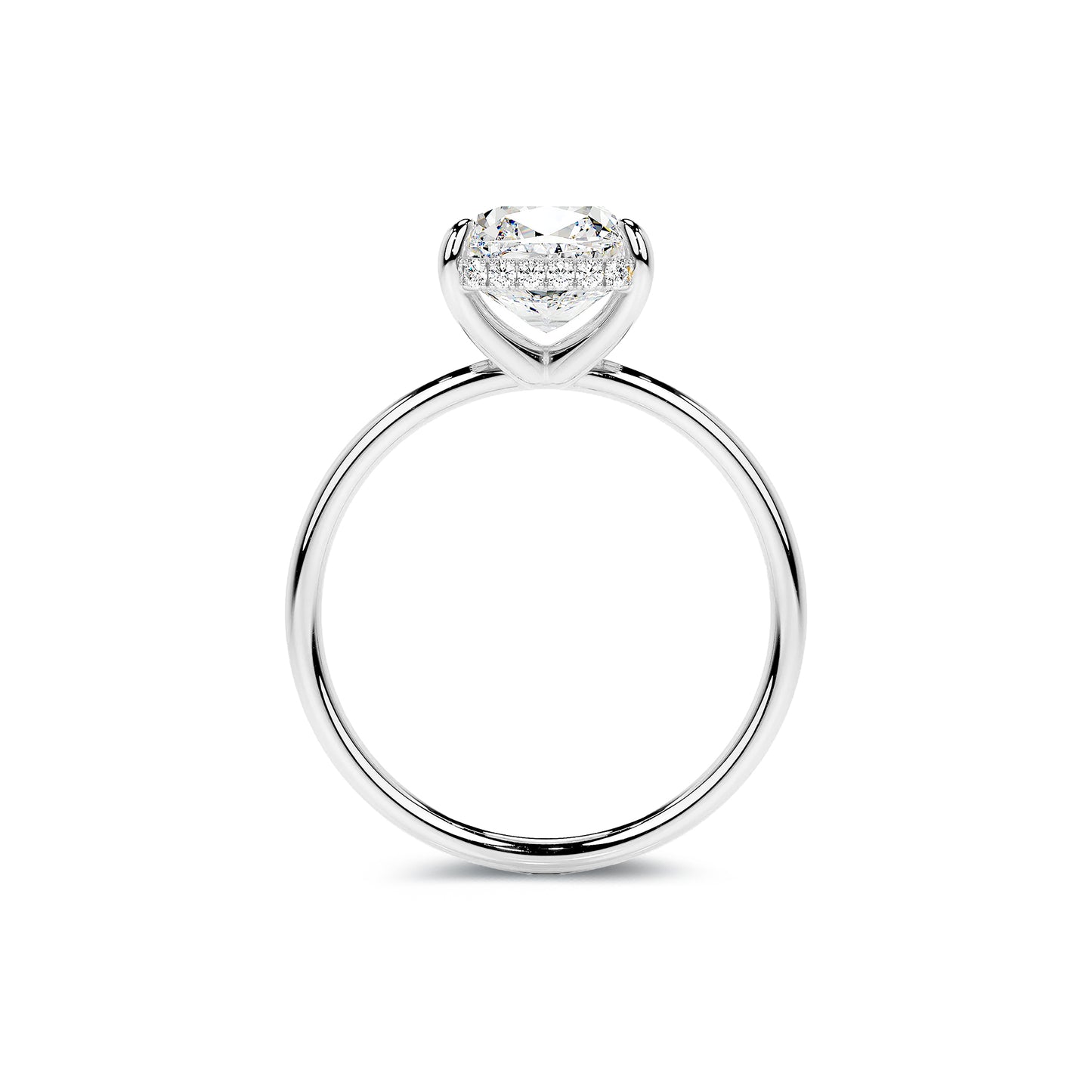Hidden Halo Cushion Lab Diamond Ring in Platinum 4 Prong Setting - Neoshine