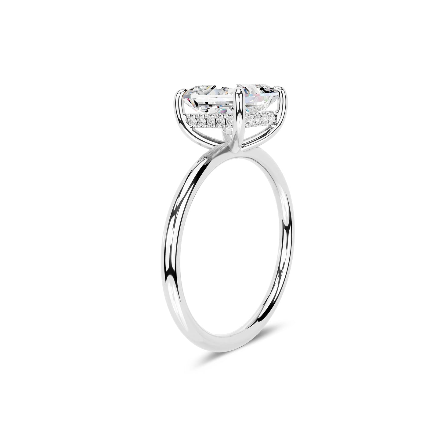 Hidden Halo Princess Lab Diamond Ring in 14K White Gold 4 Prong Setting - Neoshine