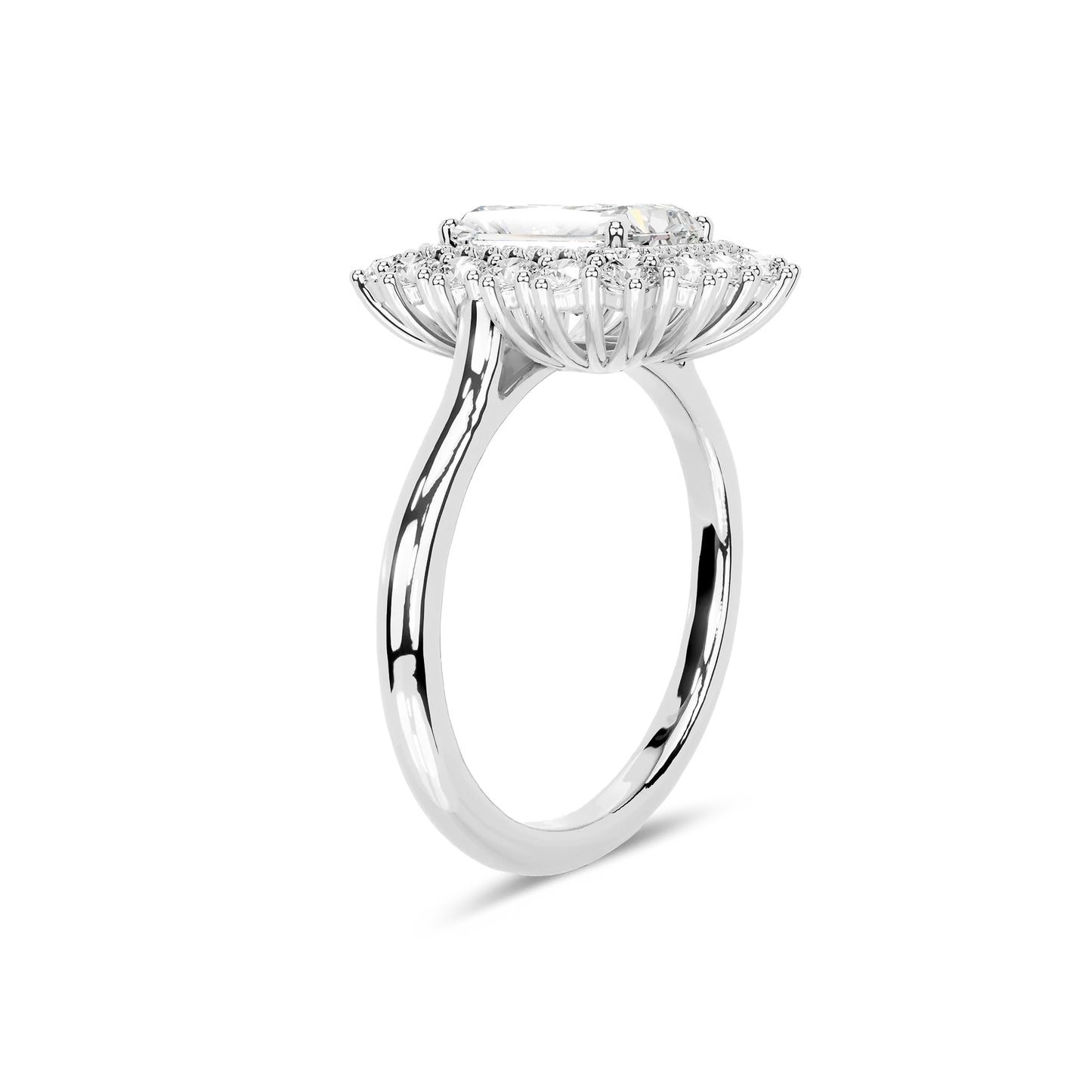 Double Halo Radiant Lab Diamond Ring in Platinum 4 Prong Setting - Neoshine