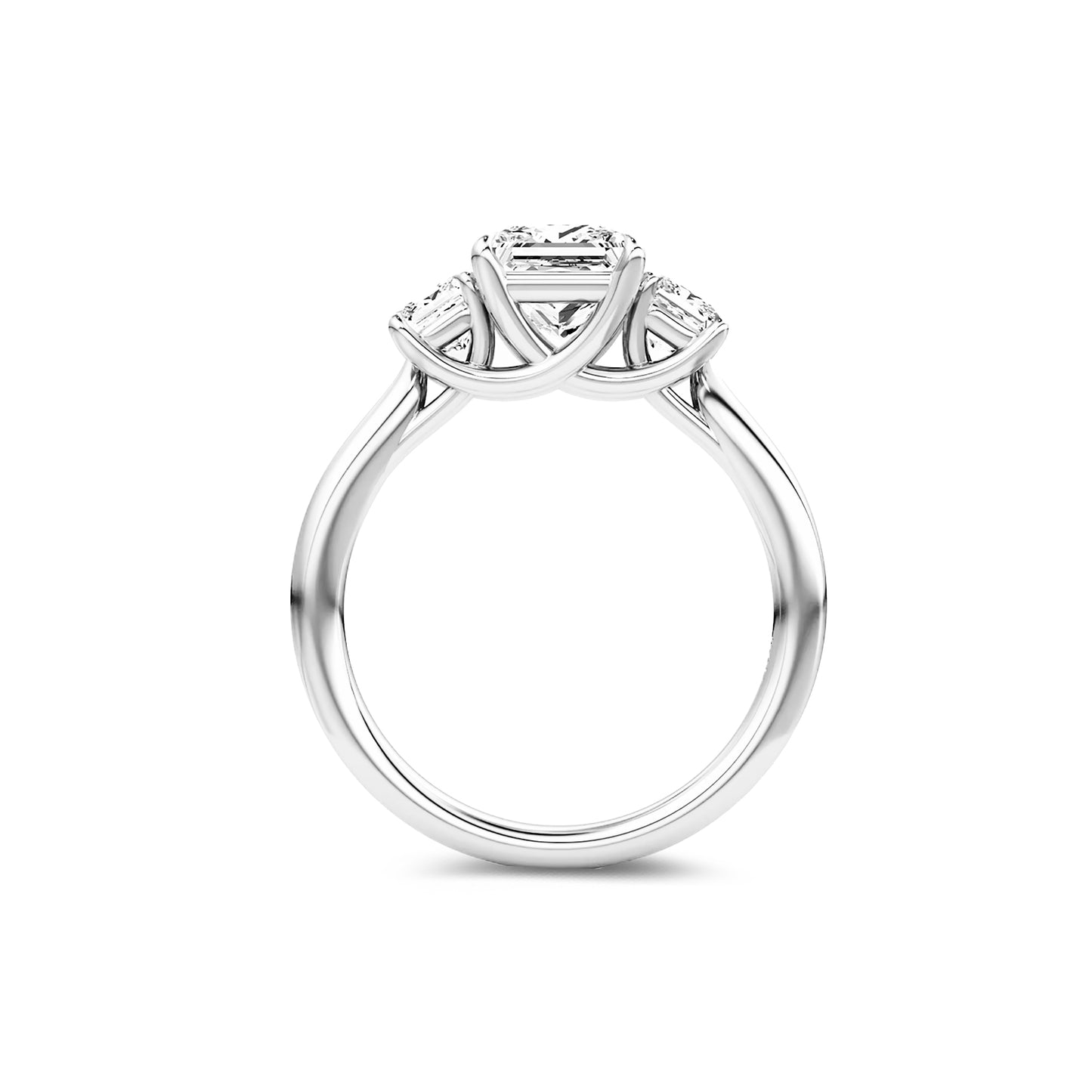 Three Stone Princess Lab Diamond Ring in Platinum 4 Prong Setting - Neoshine