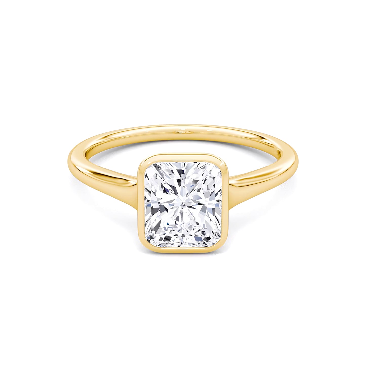 Bezel Radiant Lab Diamond Ring in 18K Yellow Gold Setting - Neoshine