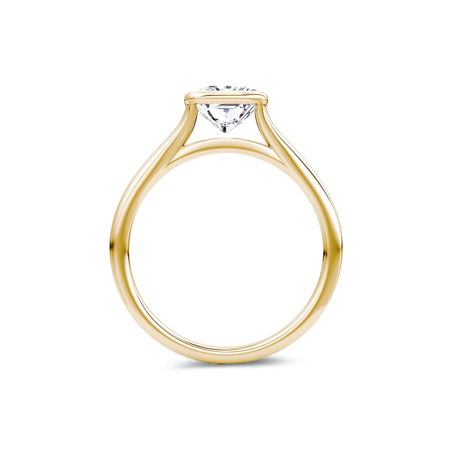 Bezel Radiant Lab Diamond Ring in 18K Yellow Gold Setting - Neoshine