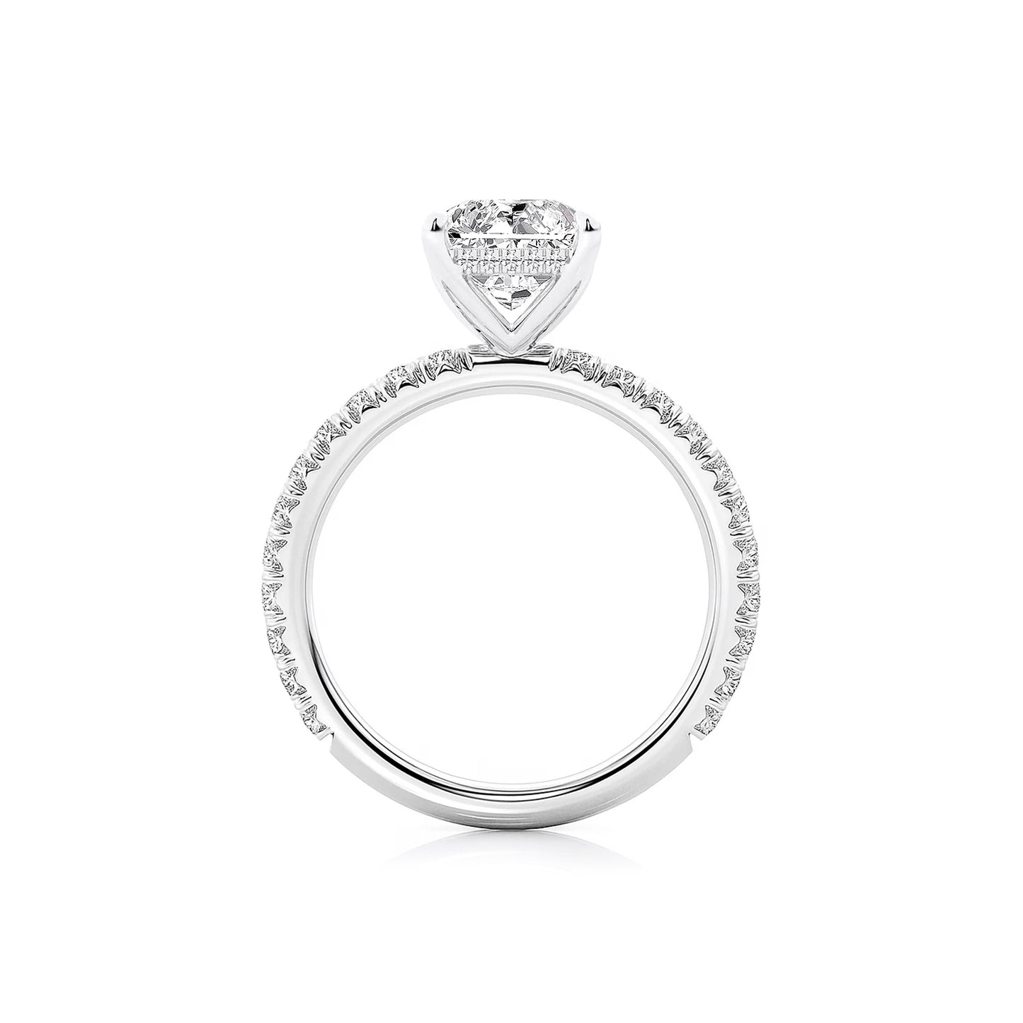 Bridal Set Radiant Lab Diamond Ring in Platinum 4 Prong Setting - Neoshine