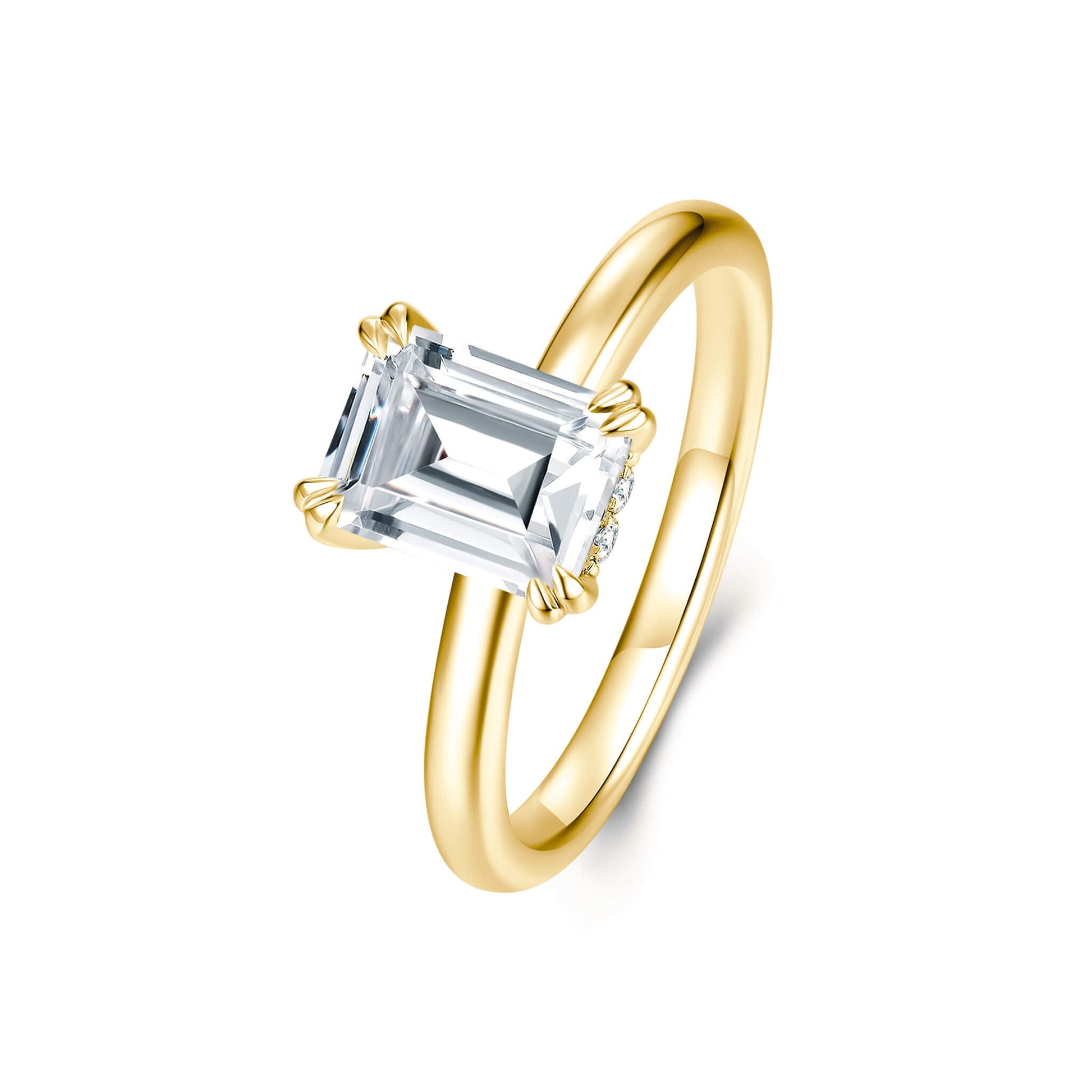 Emerald Cut Hidden Halo Engagement Ring - Neoshine