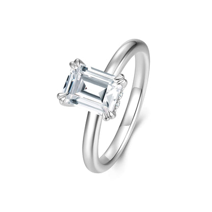 1CT Emerald Cut Hidden Halo Engagement Ring - Neoshine