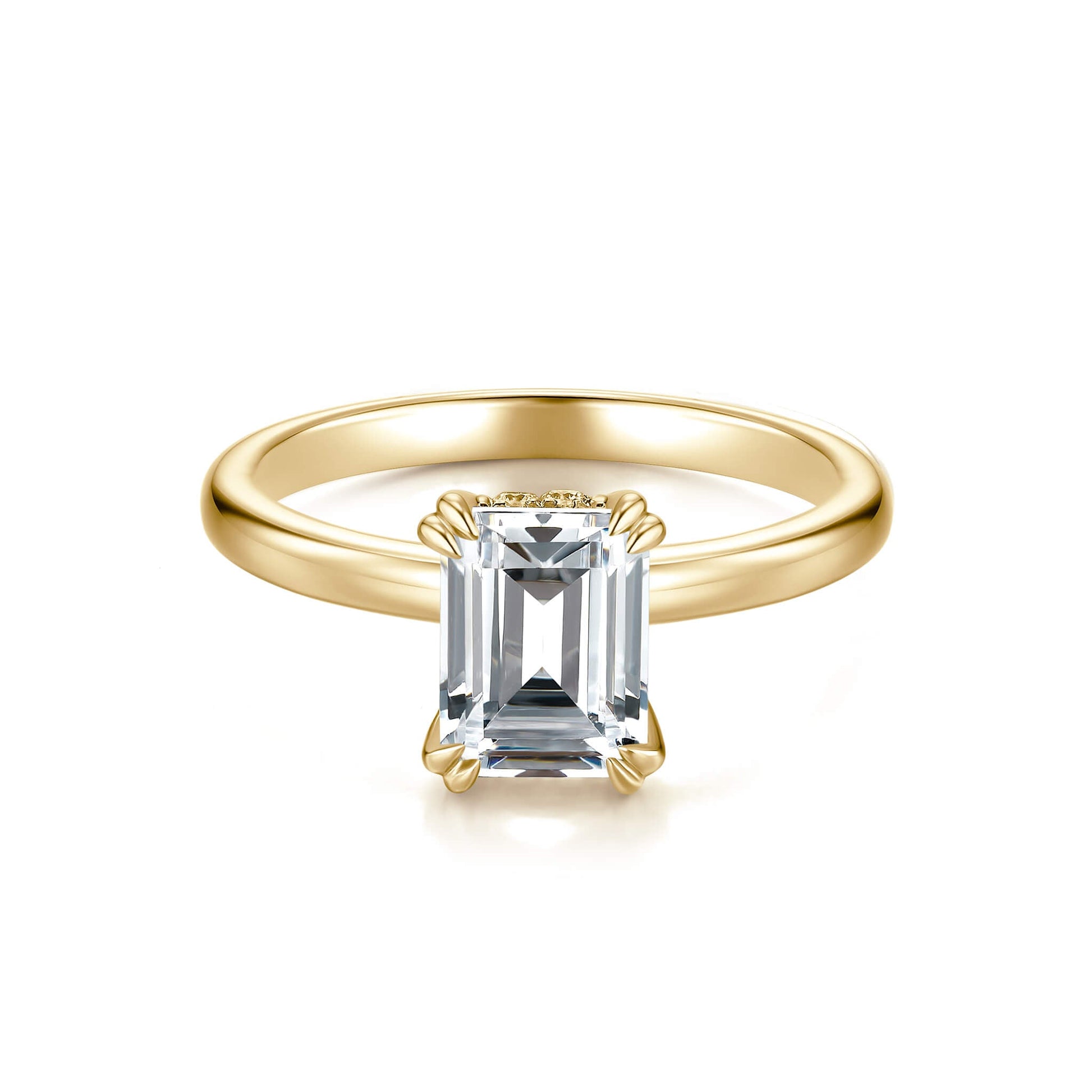 Emerald Cut Hidden Halo Engagement Ring - Neoshine