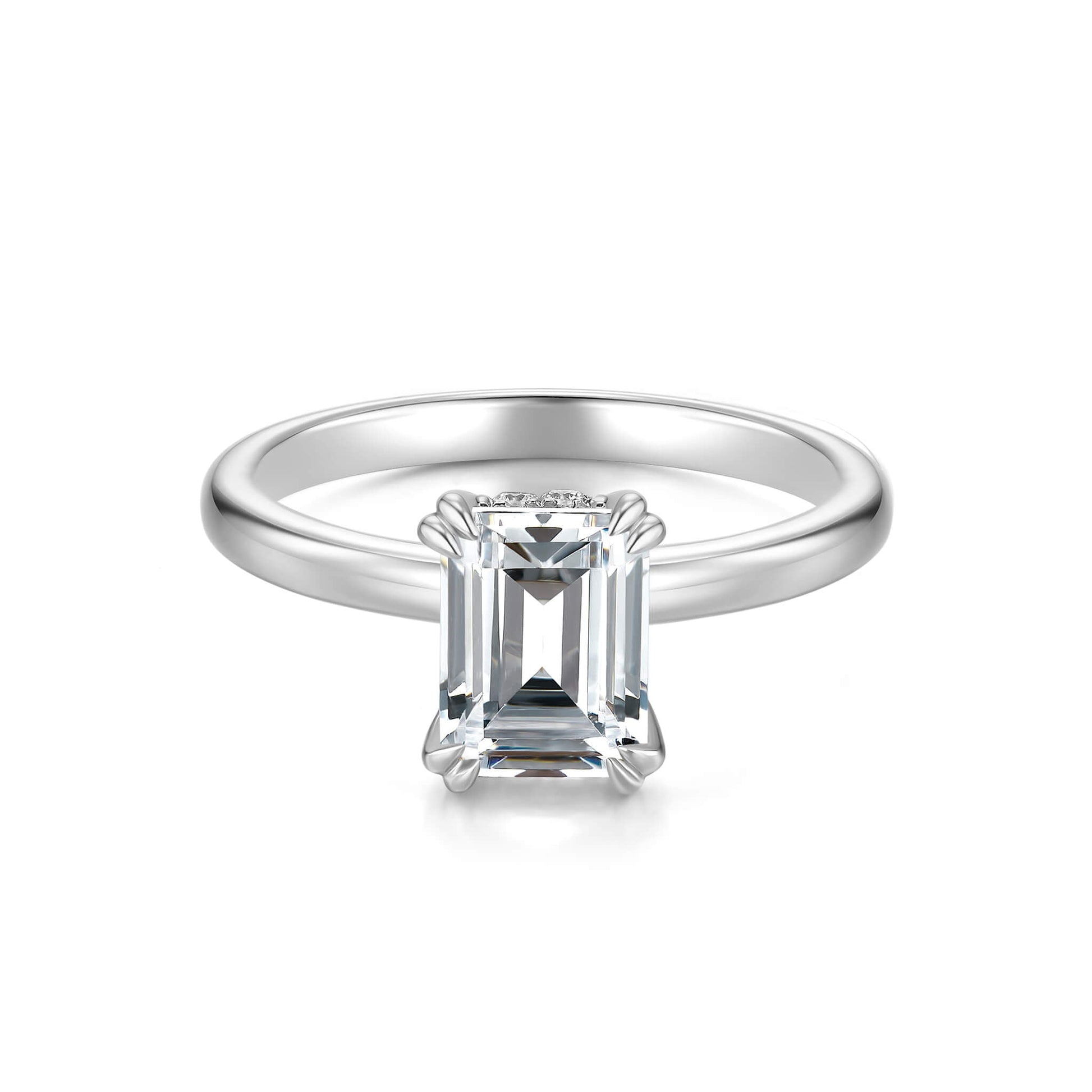 1CT Emerald Cut Hidden Halo Engagement Ring - Neoshine