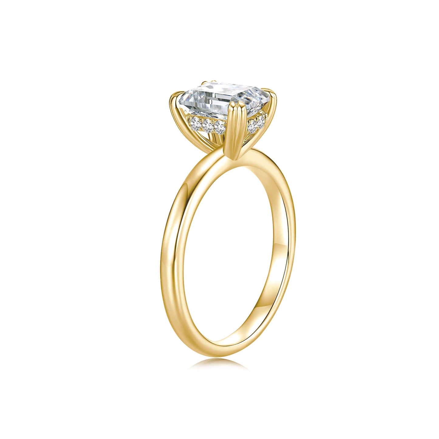 Emerald Cut Hidden Halo Engagement Ring - Neoshine