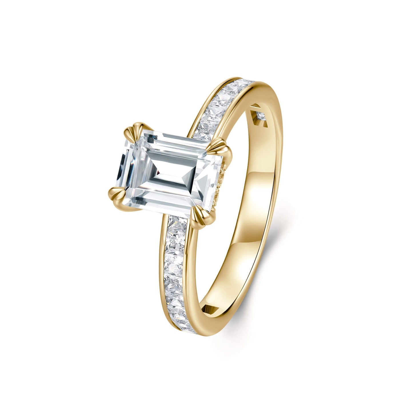 Hidden Halo Emerald Cut Engagement Ring - Neoshine