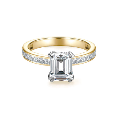 Hidden Halo Emerald Cut Engagement Ring - Neoshine