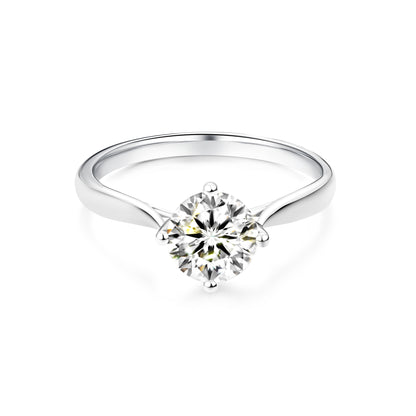 1.01ct Round Lab-Grown Diamond Ring in Platinum – VS2, F Color, Ideal Cut Size 5