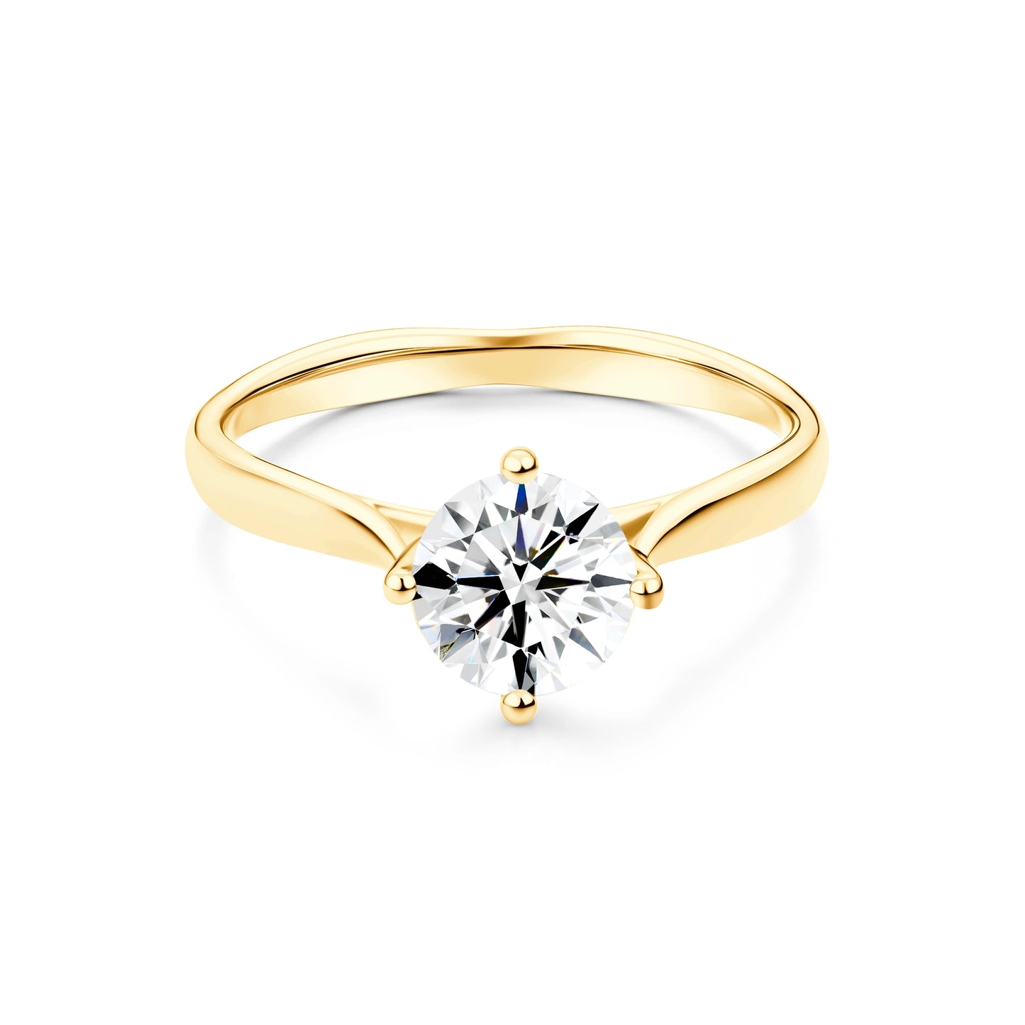 1.00ct Round Lab-Grown Diamond Ring in 14K Yellow Gold – VVS2, D Color, Ideal Cut Size 7