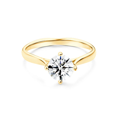 1.00ct Round Lab-Grown Diamond Ring in 14K Yellow Gold – VVS2, D Color, Ideal Cut Size 7