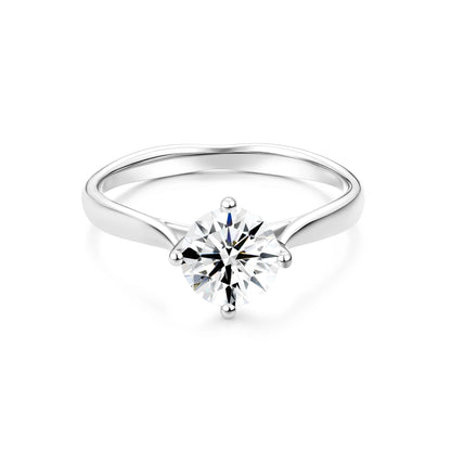 1.03ct Round Lab-Grown Diamond Ring in 14K White Gold – VVS1, G Color, Ideal Cut Size 5