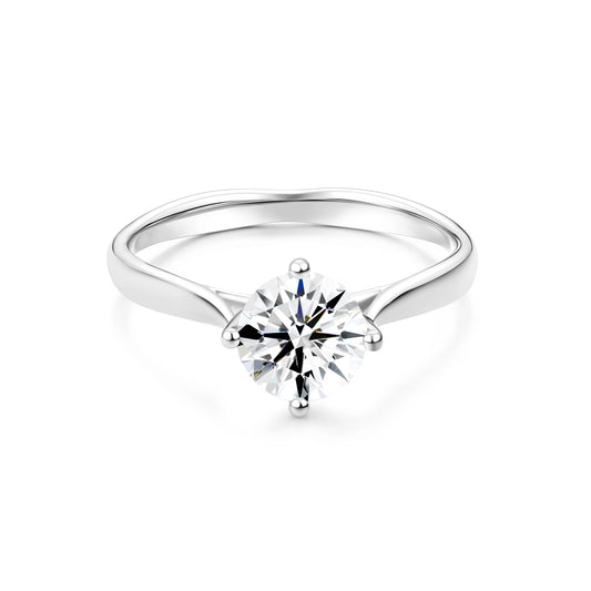 1.00ct Round Lab-Grown Diamond Ring in 14K White Gold – VVS2, G Color, Excellent Cut Size 4