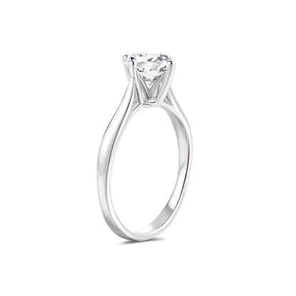 1.03ct Round Lab-Grown Diamond Ring in 14K White Gold – VVS1, G Color, Ideal Cut Size 5