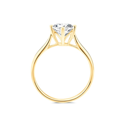 1.00ct Round Lab-Grown Diamond Ring in 14K Yellow Gold – VVS2, D Color, Ideal Cut Size 7