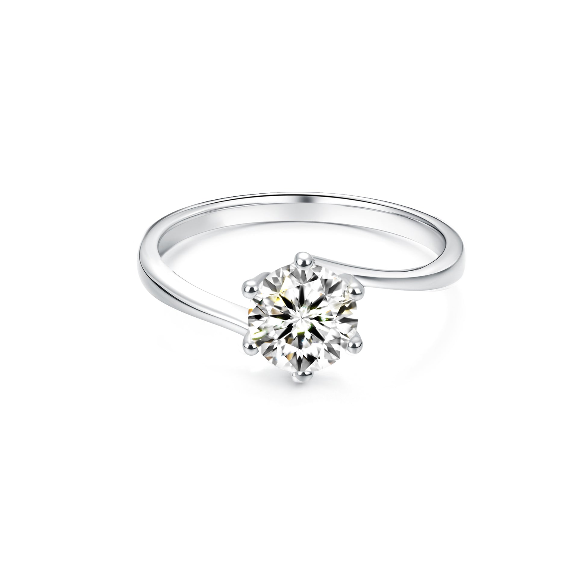Solitaire Round Lab Diamond Ring in Platinum 6 Prong - Neoshine