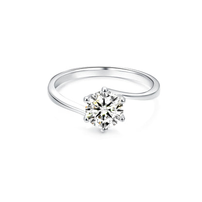 Solitaire Round Lab Diamond Ring in Platinum 6 Prong - Neoshine