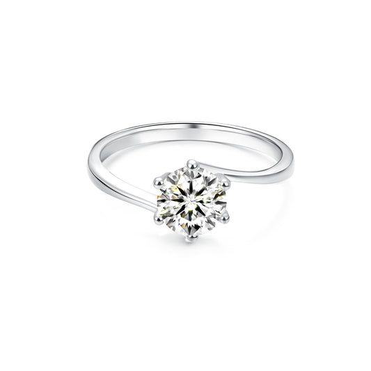 Solitaire Round Lab Diamond Ring in Platinum 6 Prong - Neoshine
