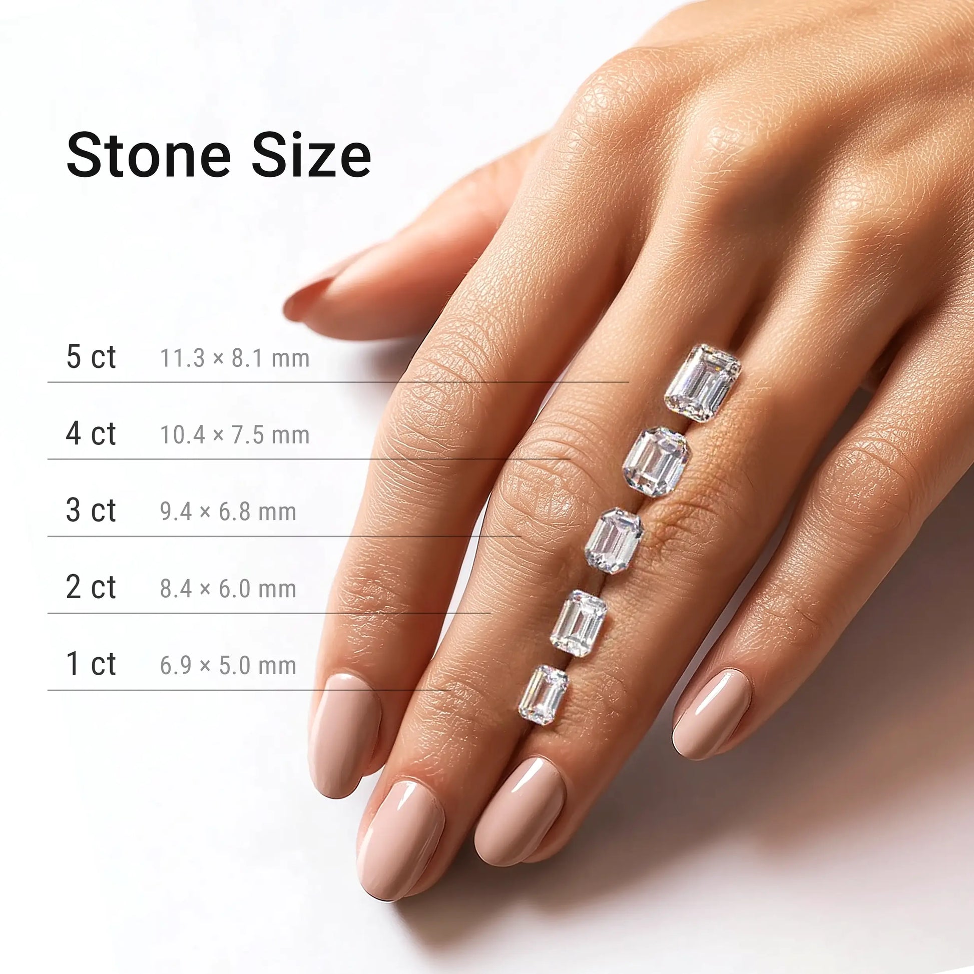Three Stone Emerald Lab Diamond Ring in Platinum 4 Prong Setting - Neoshine