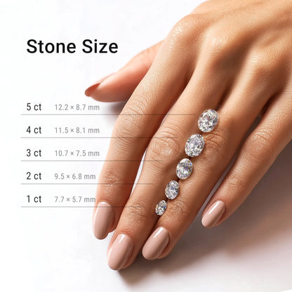 Three Stone Oval Lab Diamond Ring in Platinum 4 Prong Setting - Neoshine