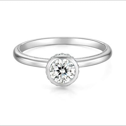 Round Lab Diamond Bezel Ring in Platinum - Neoshine